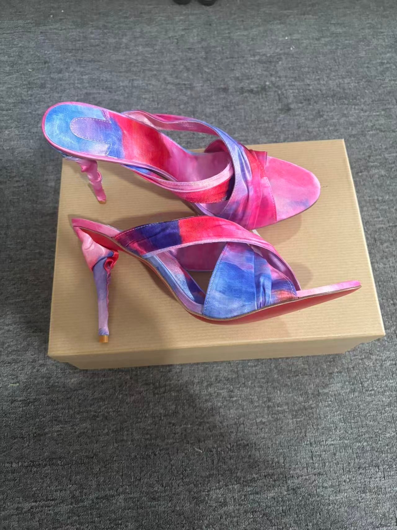 Women's Pink-Blue Tie-Dye Sati - Slip Dress Satin reseña y precio