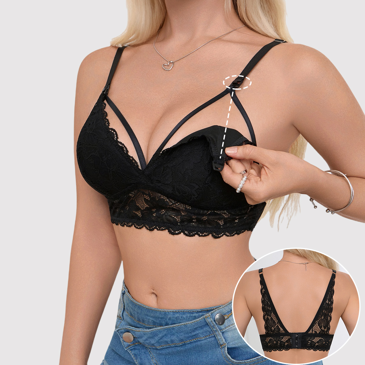 Sexy Hollow Out Lace Nursing B - Nursing Bra Sleep reseña y precio