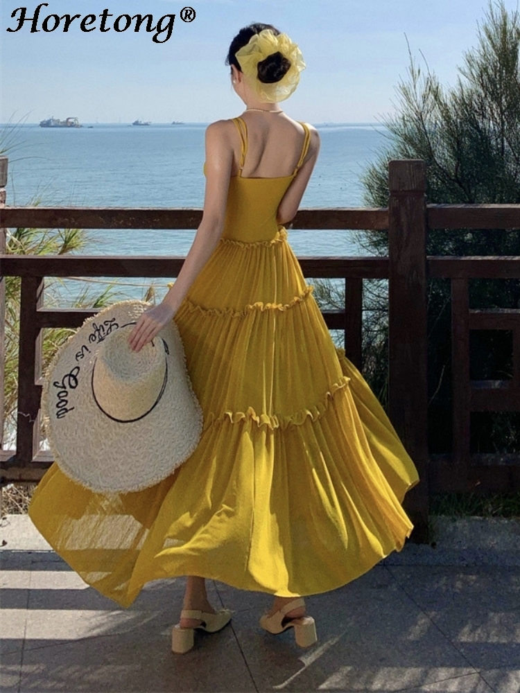 Women's Summer Solid Cami Maxi - Corset Waist Cinch reseña y precio