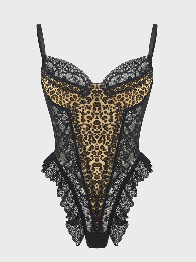 Sexy Lace Leopard Pattern Body - Shapewear Bodysuit Firm reseña y precio