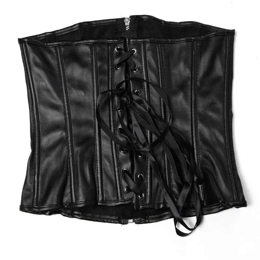 Black Short Zipper PU Faux Lea - Corset Waist Cinch reseña y precio