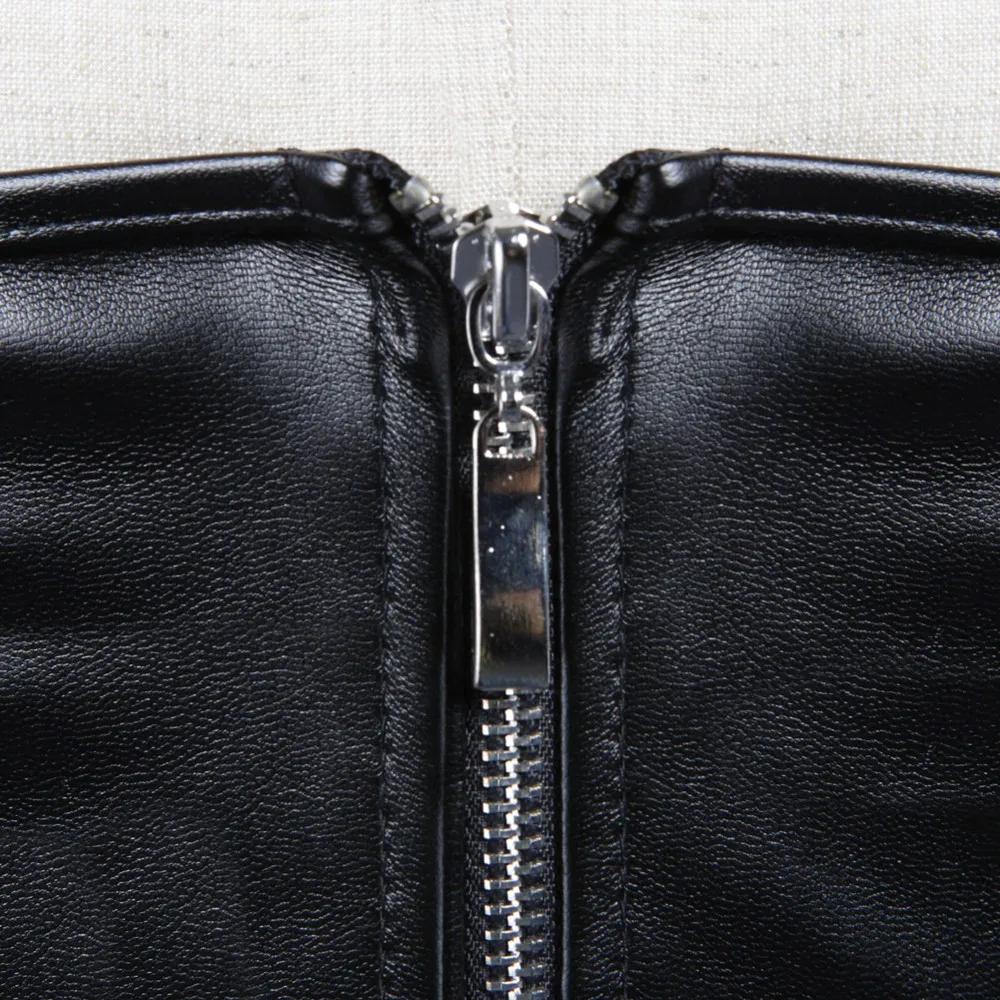 Black Short Zipper PU Faux Lea - Corset Waist Cinch reseña y precio