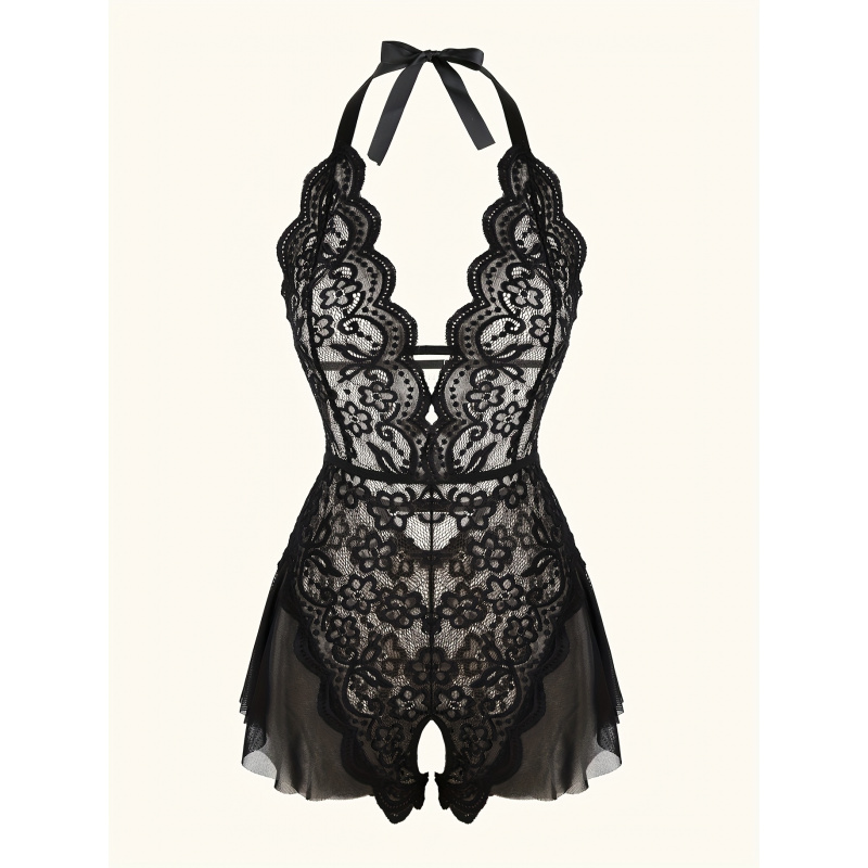 Charming Lace Mesh Teddy, Scal - Lace Teddy Lingerie reseña y precio