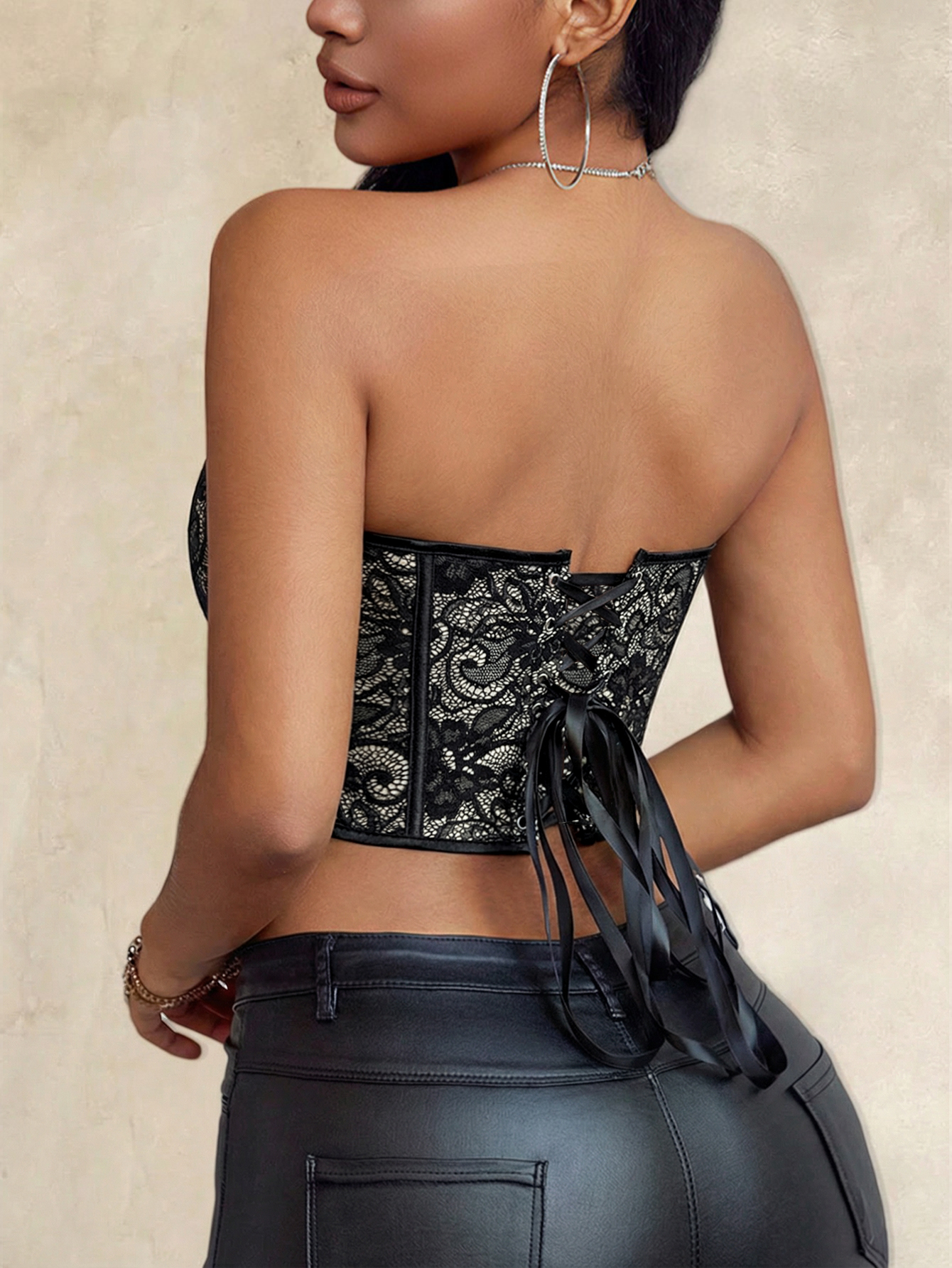 Sexy black lace heart-shaped s - Strapless Bra Backless reseña y precio