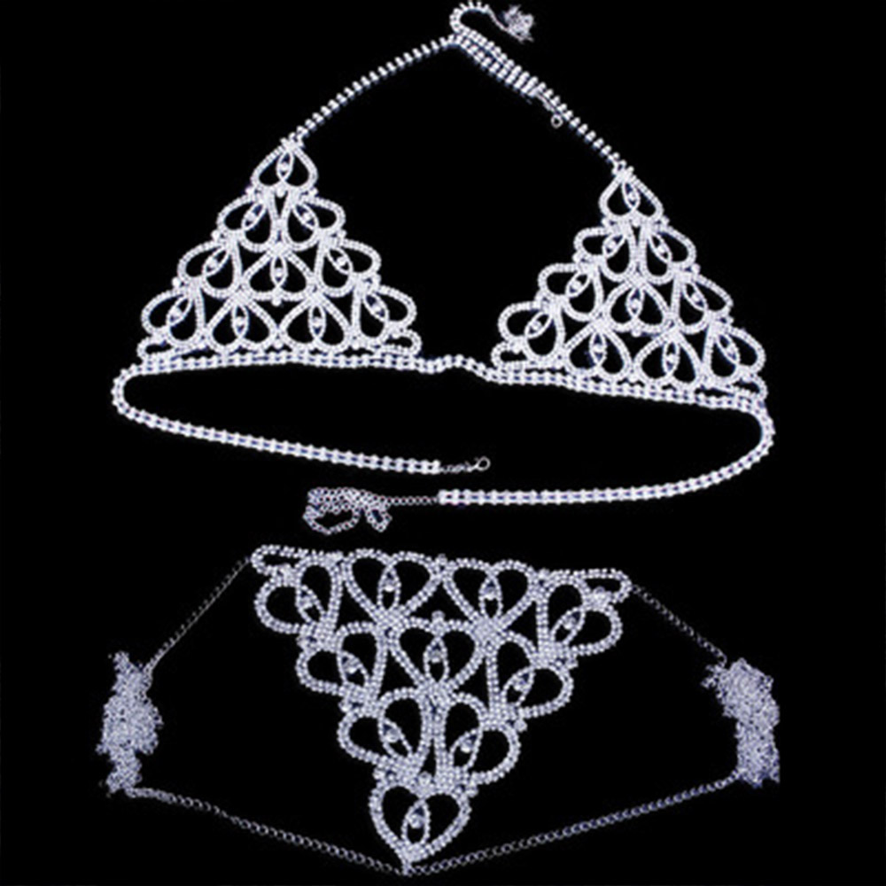 Fashion Rhinestone Heart Bra T - Thong Bikini Women reseña y precio