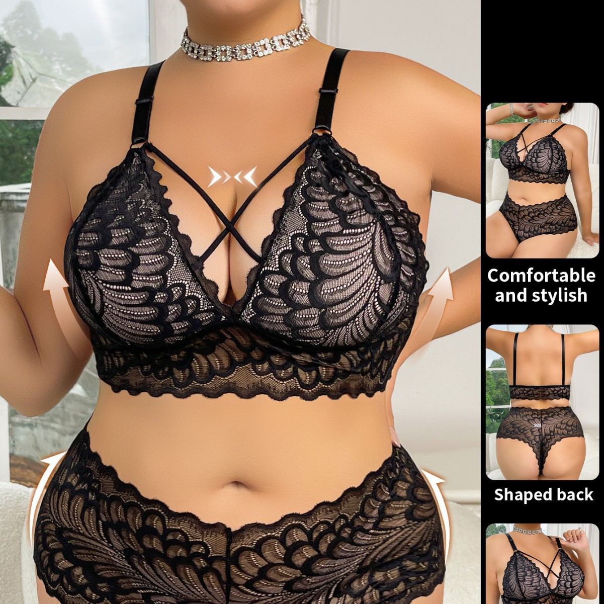 Plus Size Lingerie Set Wire-Fr - Seamless Underwear Women reseña y precio