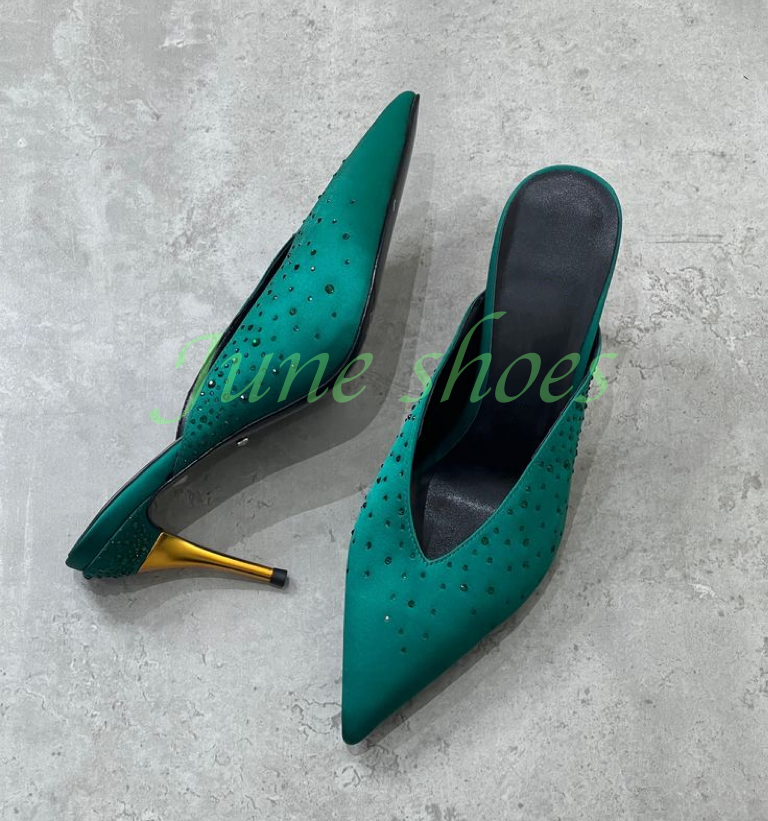 Lady Satin Dark Green Sequins  - Slip Dress Satin reseña y precio