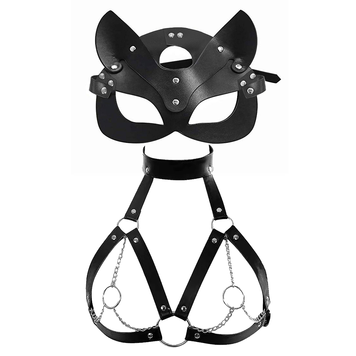 Women Sexy Mask Blindfold Cosp - Garter Belt Set reseña y precio