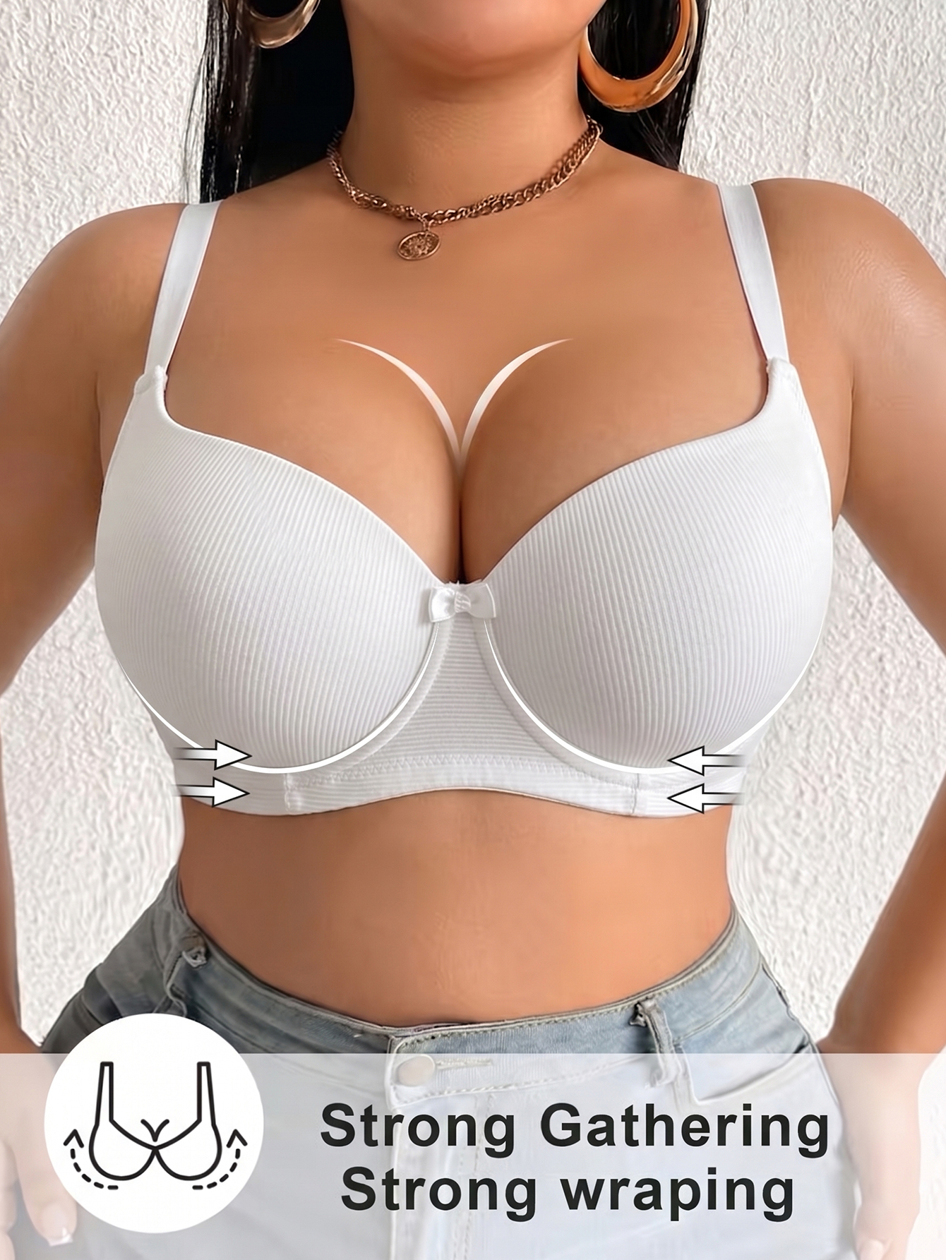 Plus Size Ribbed Women Bra Thi - Push Up Bra Padded reseña y precio