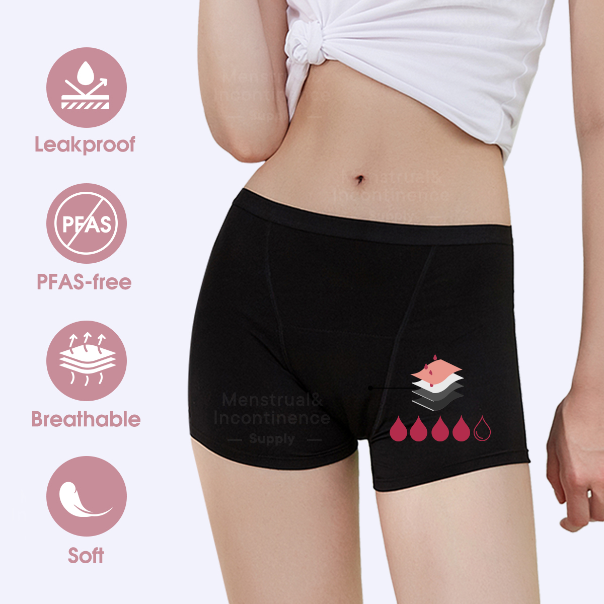 Bamboo Fiber Period Underwear  - Boyshort Underwear reseña y precio