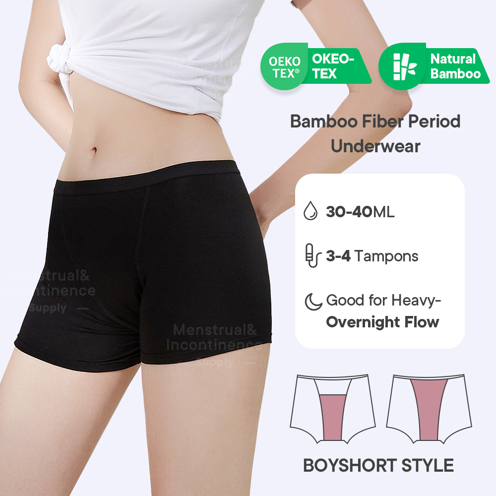 Bamboo Fiber Period Underwear  - Boyshort Underwear reseña y precio