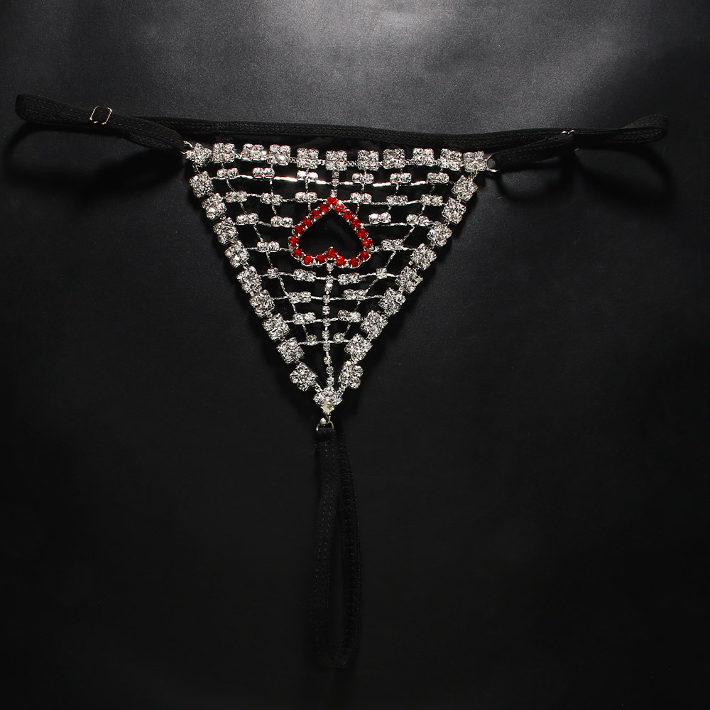 Rhinestones Heart Hollow Thong - Thong Bikini Women reseña y precio
