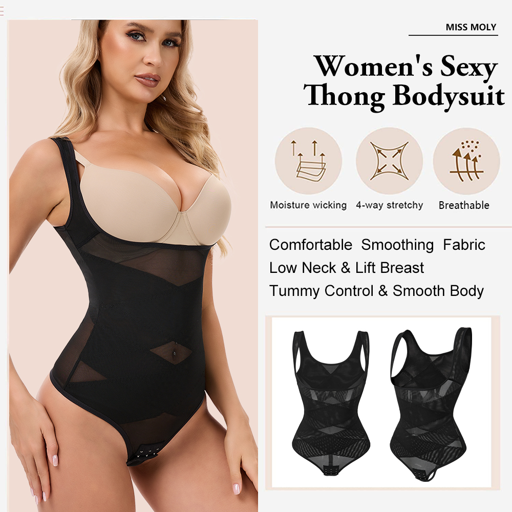 Mesh Thongs Bodysuit Shapewear - Shapewear Bodysuit Firm reseña y precio